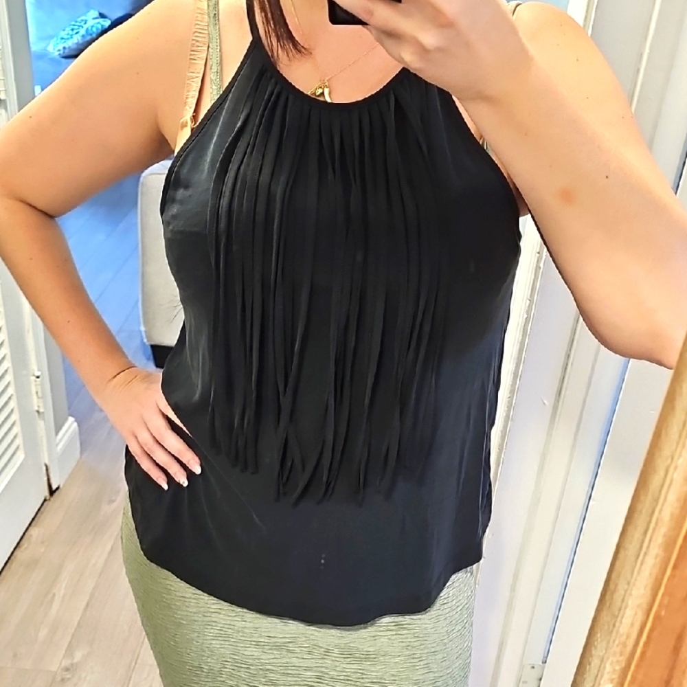 NWOT American Eagle Outfitters Soft And Sexy Fringe Black Tank Top
